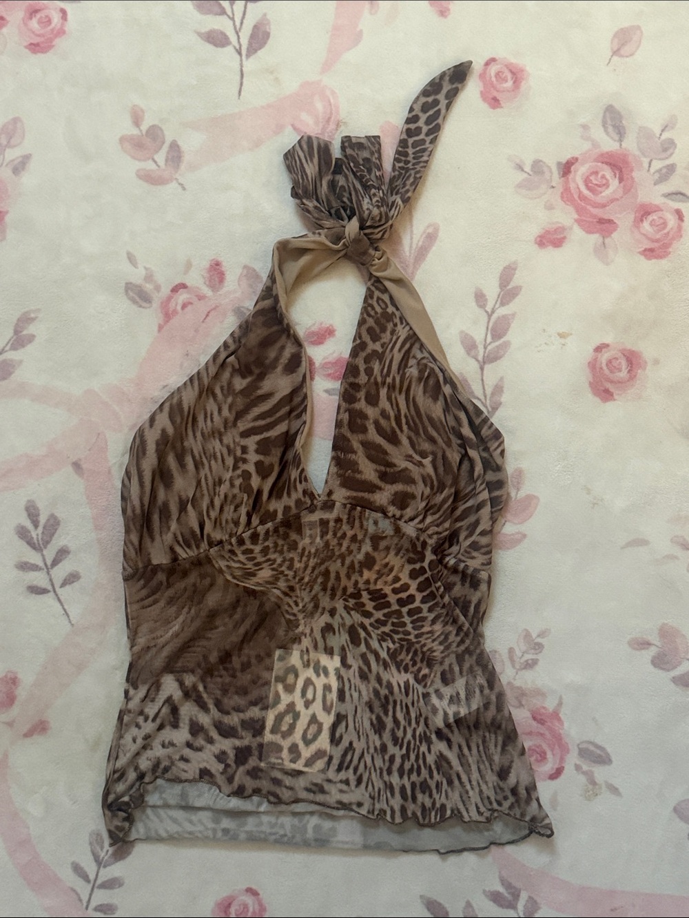 NWT See You Monday Brown Animal Print Halter Tank Top